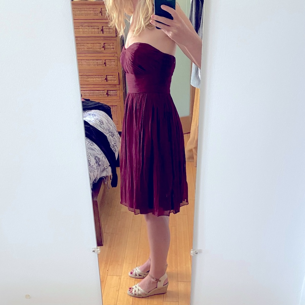 J. Crew Arabelle Cabernet bridesmaid dress
